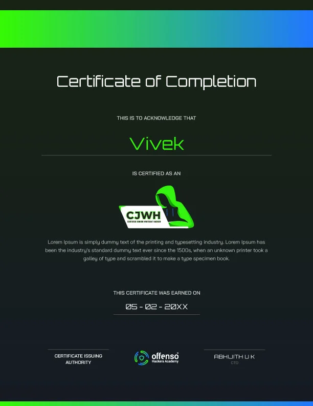 Certified Junior WhiteHat Hacker